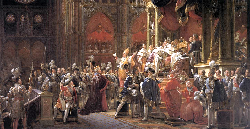 Sacre de Charles X à Reims - par François Gérard- Talleyrand est au premier plan coiffé d'un chapeau à plume